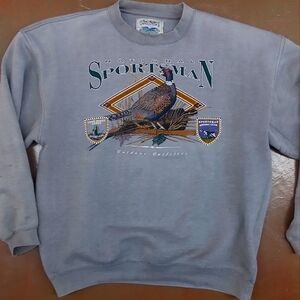 National sportsman Gray Crewneck Sweater with Bold Fish Graphic Print